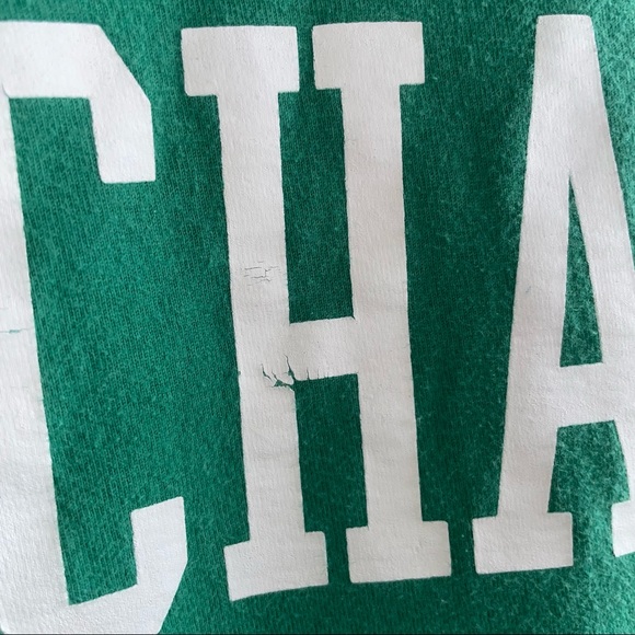 Champion Logo lettering T-Shirt Men’s X-Large Green Crew Neck Tee shirt sleeve - Picture 5 of 11